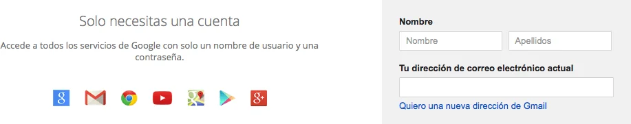 Crear una cuenta Google con tu e-mail actual