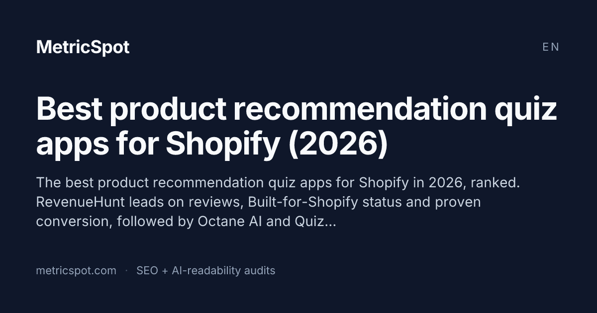 Best product recommendation quiz apps for Shopify (2026) - MetricSpot